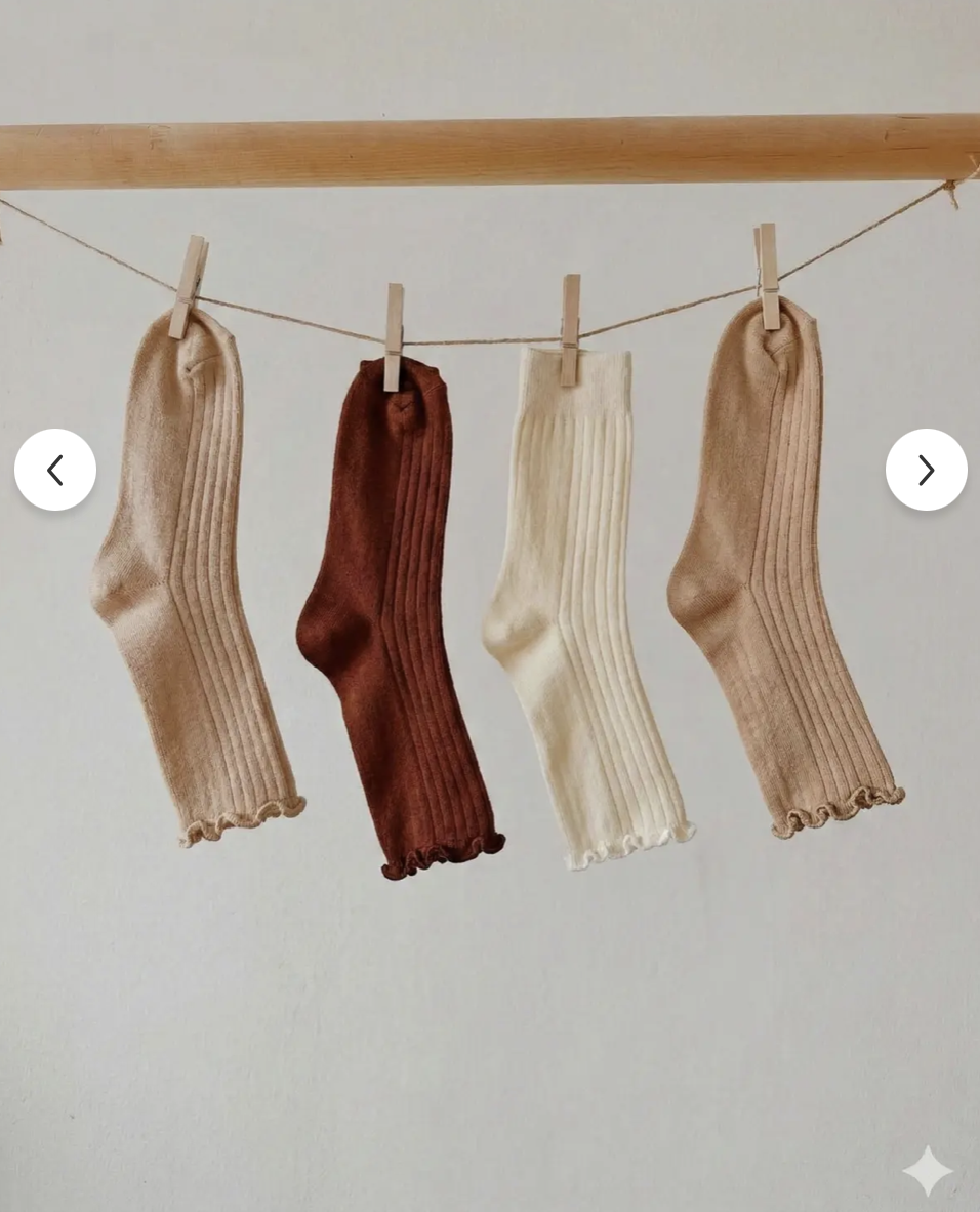 4’lü Fırfır Detaylı Kadın Çorap Seti – Yumuşak Pamuklu Günlük Çorap (Bej & Kahve Tonları)